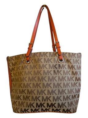 Michael Michael Kors Jet Set Brown & Orange Signature Logo Tote Bag - EUC!